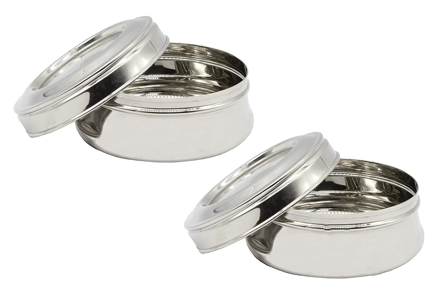 Stainless Steel See Through lid Mili Lunch Box/Dabba (11.5cm) 350ml - Set of 2Pcs.