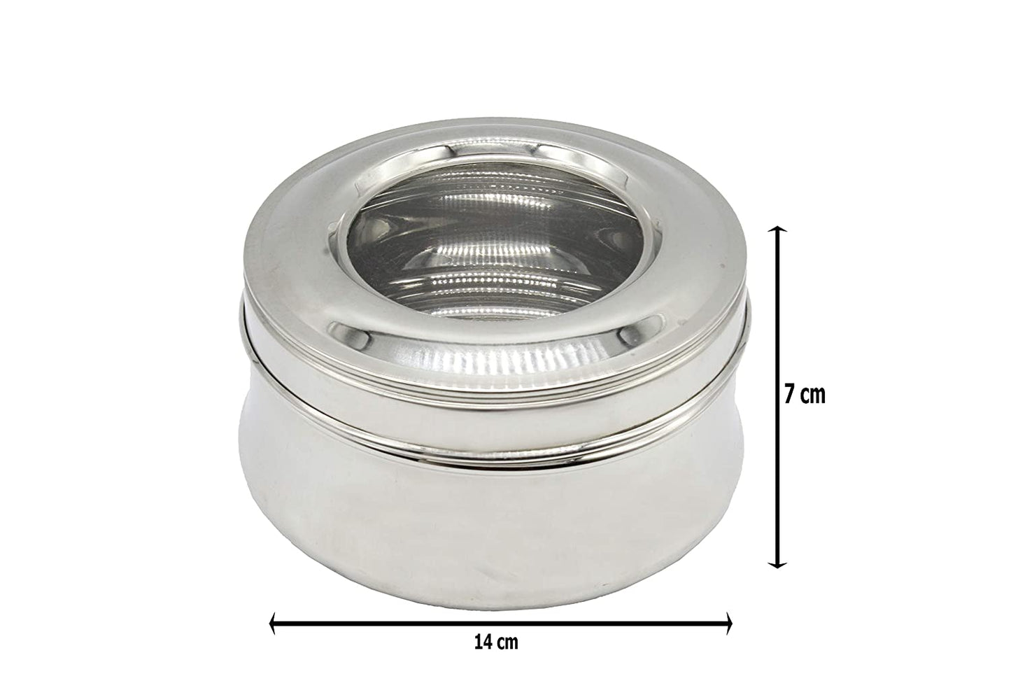 Stainless Steel See Through lid Mili Lunch Box | Dabba (14cm) 750ml - Set of 2Pcs.