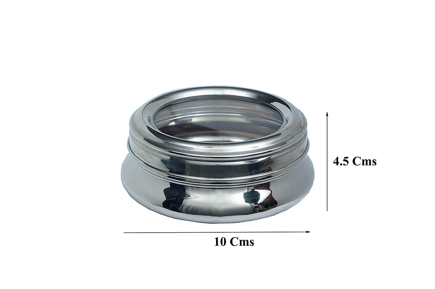 Stainless Steel See Through Lid Lunch Box | Dabba (10cm) 200ml - Set of 2Pcs