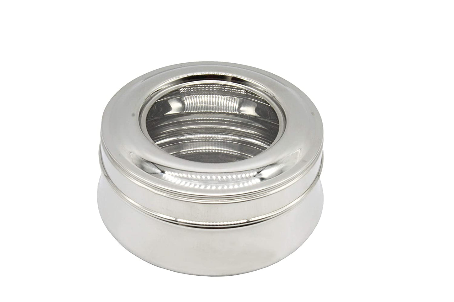 Stainless Steel See Through Lid Lunch Box | Dabba (12.5cm) 550ml - Set of 2Pcs