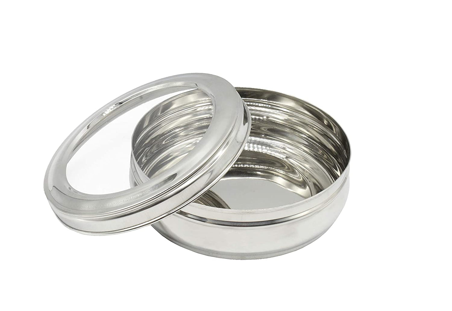 Stainless Steel See Through Lid Lunch Box | Dabba (14cm) 1200ml - Set of 2Pcs