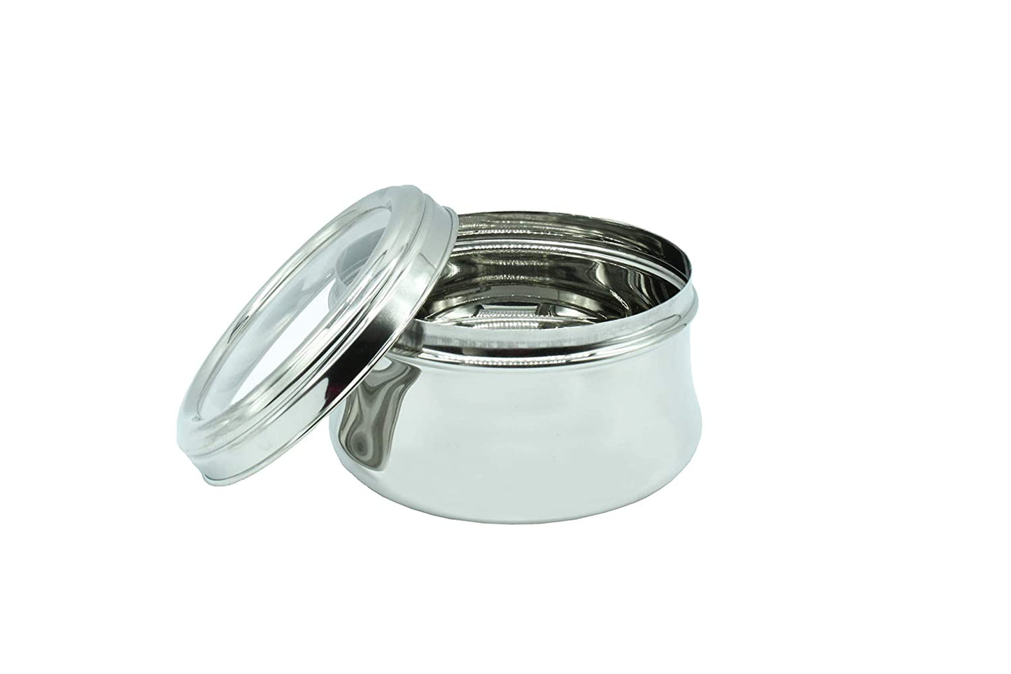 Stainless Steel See Through Lid Lunch Box | Dabba (15cm) 1200ml - Set of 2Pcs