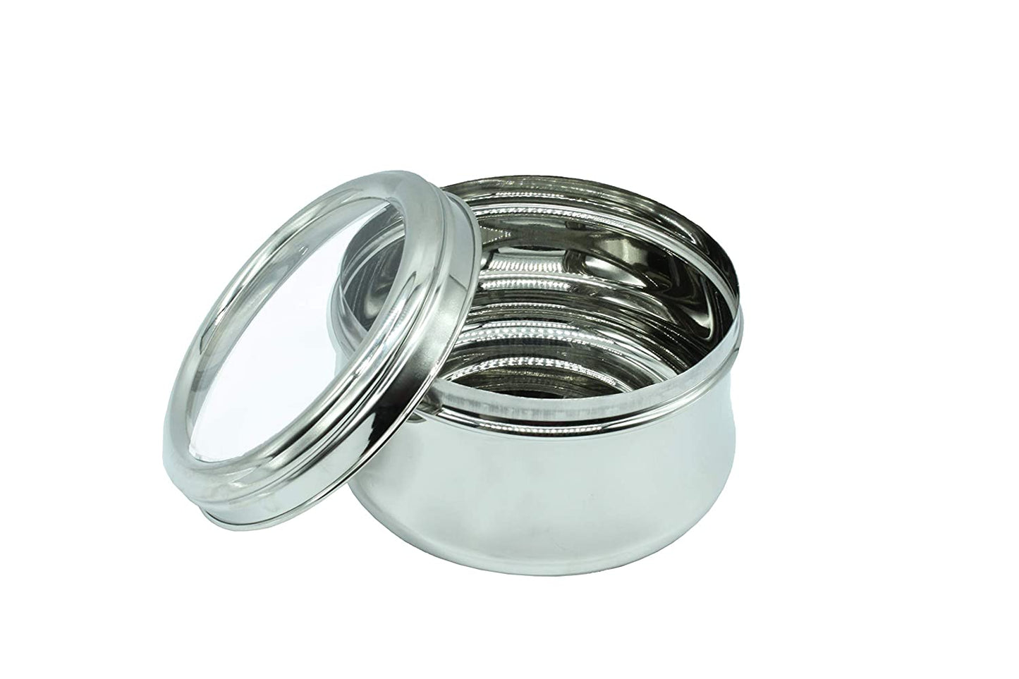 Stainless Steel See Through Lid Lunch Box | Dabba (15cm) 1200ml - Set of 2Pcs