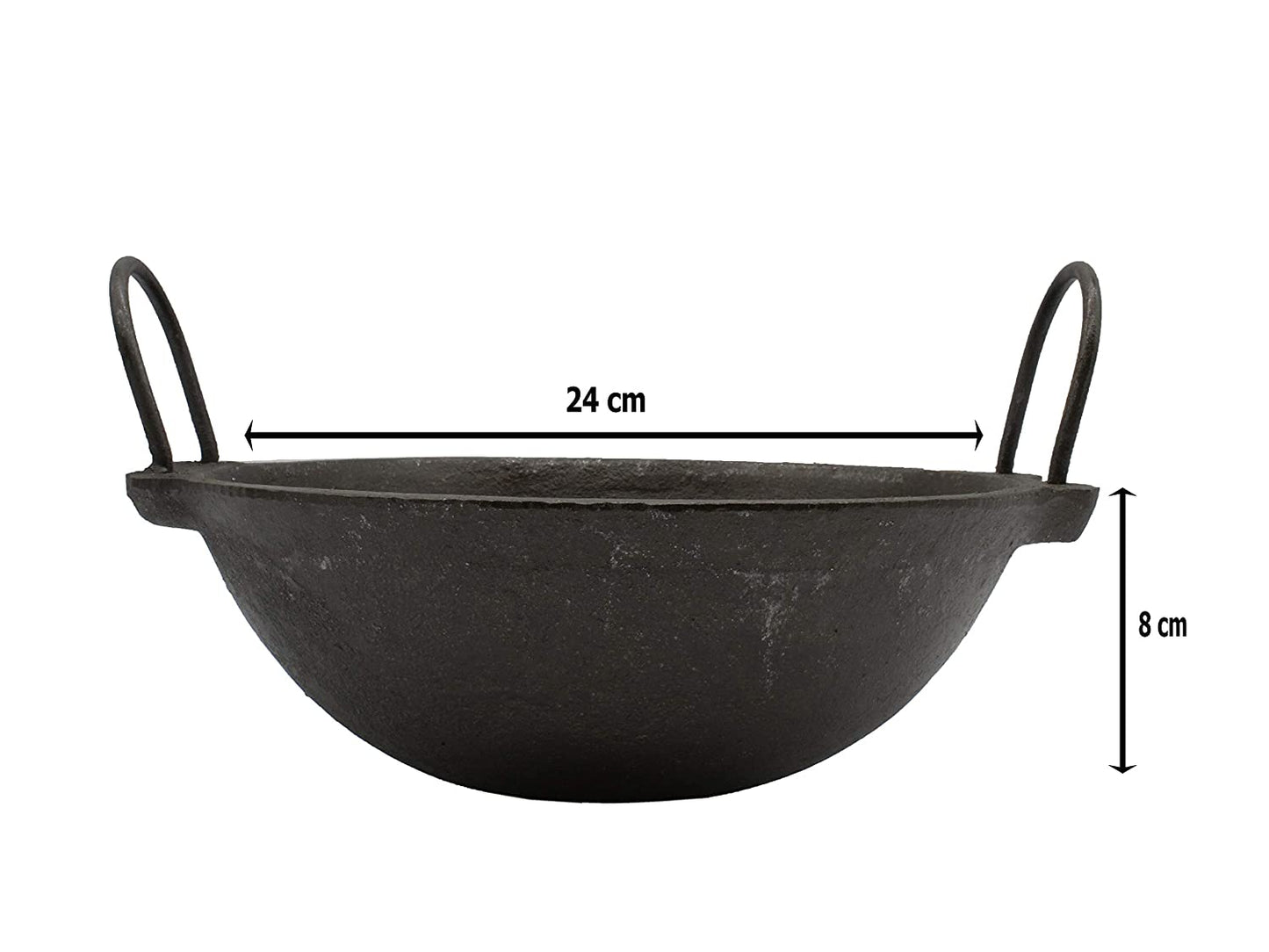 Pre-Seasoned Cast Iron Kadhai NO.1 | 8 Inch | 24cm (Induction Compatible)