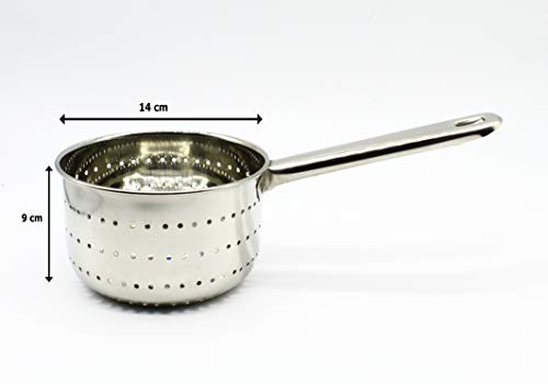 Stainless Steel Collander Steamer | Rice Strainer | Washer Multi Utility 14cm (Heavy Gauge)