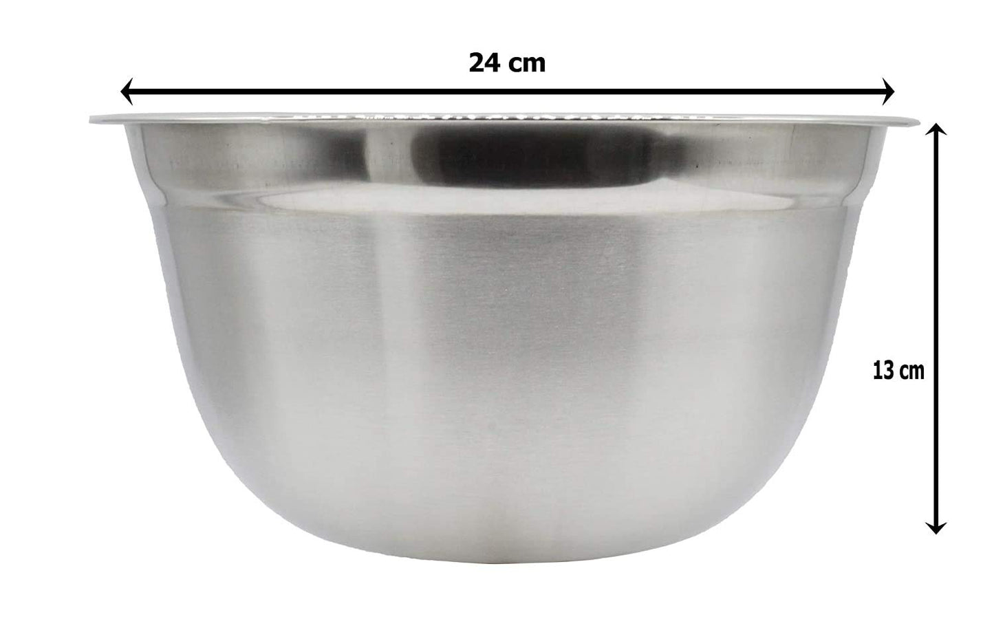 Mercury Stainless Steel Mixing Bowl 4, Size: 24cm | 3500ml (Glossy Finish)