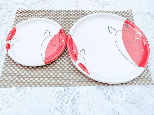 Melamine 4 Pcs Full Size 11 Inch Plates and 4 Pcs Quarter Size Melamine Plates No.2
