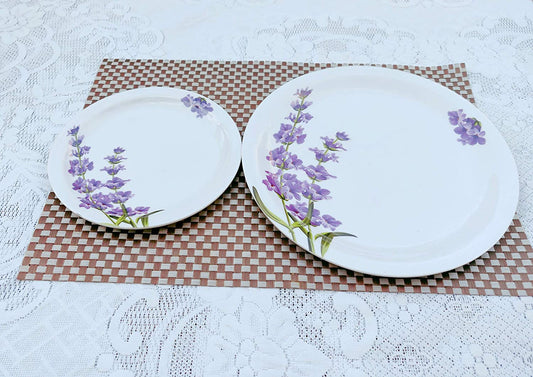 Melamine 4 Pcs Full Size 11 Inch Plates and 4 Pcs Quarter Size Melamine Plates No.7