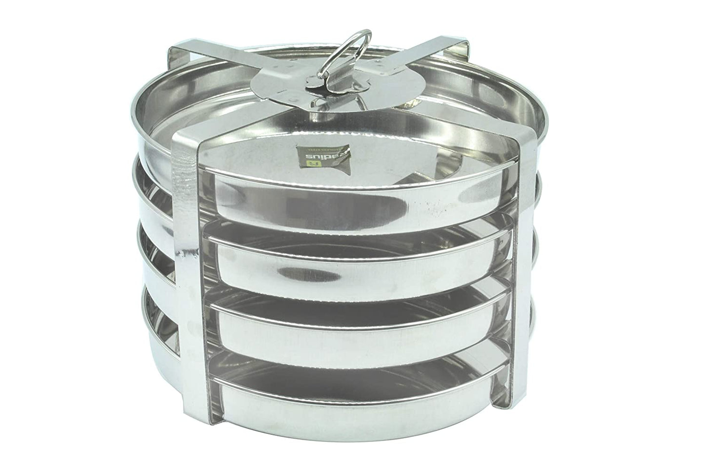 Stainless Steel Dhokla | Thattai Idli Stand for Pressure Cooker - 4 Plates (Wide)