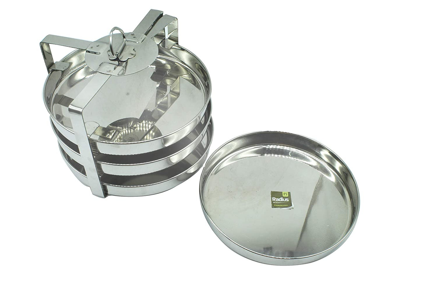 Stainless Steel Dhokla | Thattai Idli Stand for Pressure Cooker - 4 Plates (Wide)