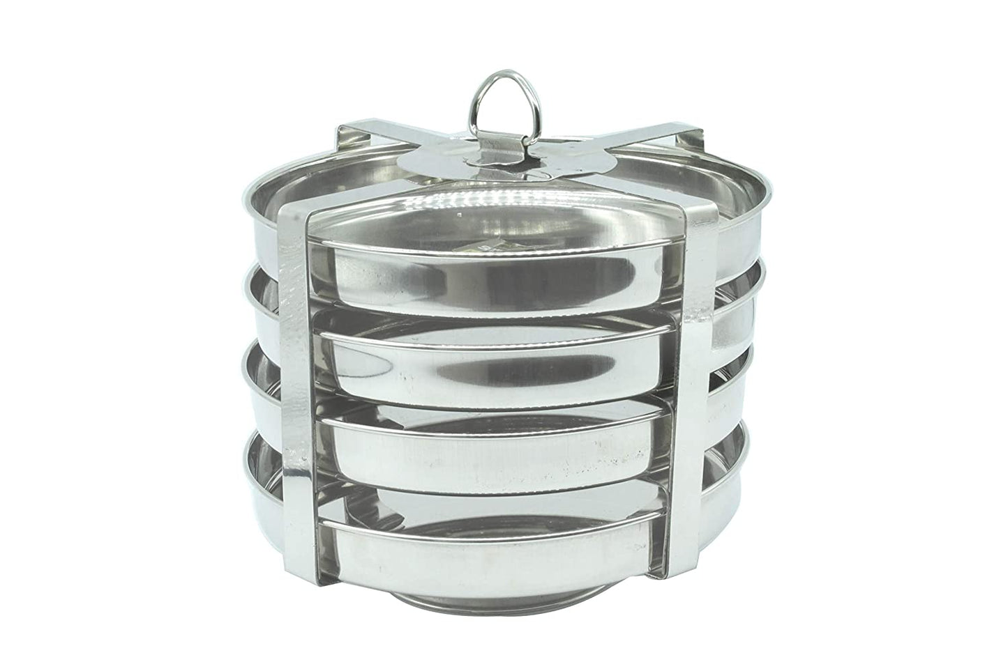Stainless Steel Dhokla | Thattai Idli Stand for Pressure Cooker - 4 Plates (Wide)