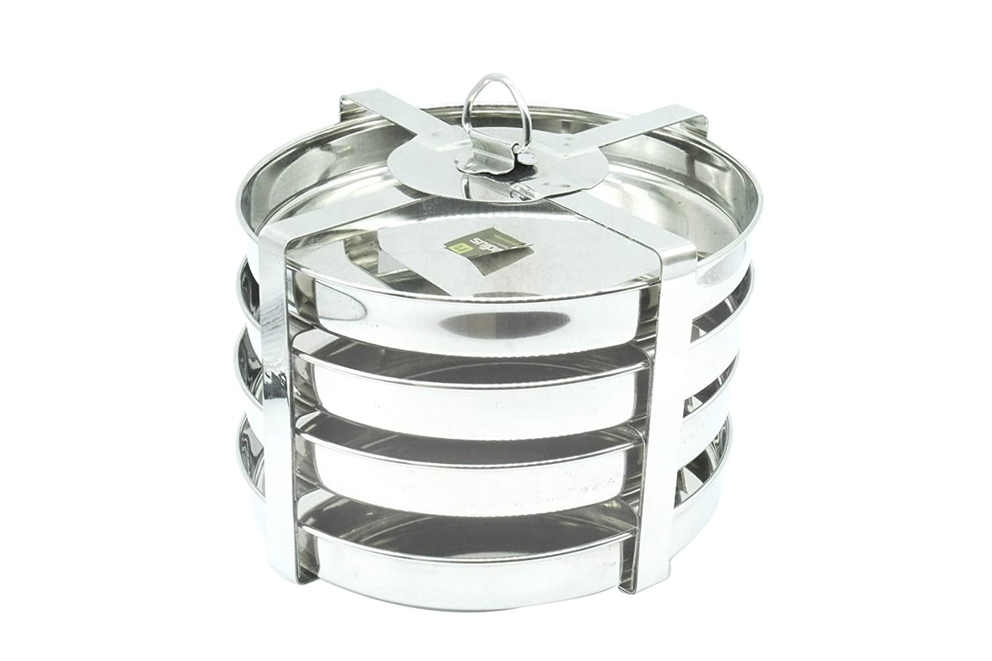 Stainless Steel Dhokla | Thattai Idli Stand for Pressure Cooker - 4 Plates (Wide)