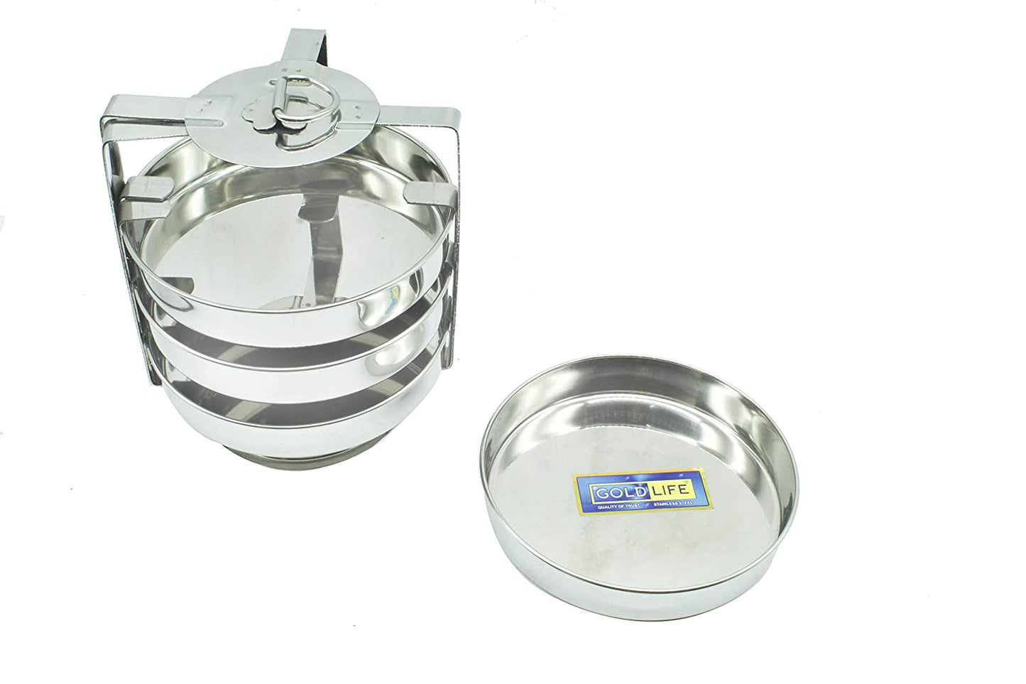 Stainless Steel Dhokla | Thattai Idli Stand for Pressure Cooker - 4 Plates (Tall)
