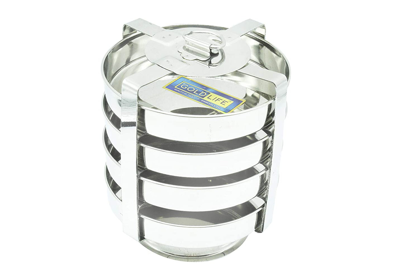 Stainless Steel Dhokla | Thattai Idli Stand for Pressure Cooker - 4 Plates (Tall)