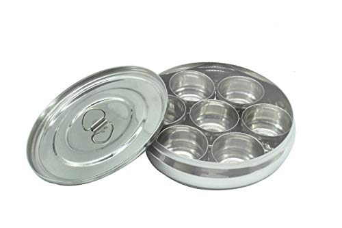 Stainless Steel Masala | Spice Dabba 7 Cups with Inner Plate Small - 20.5cm
