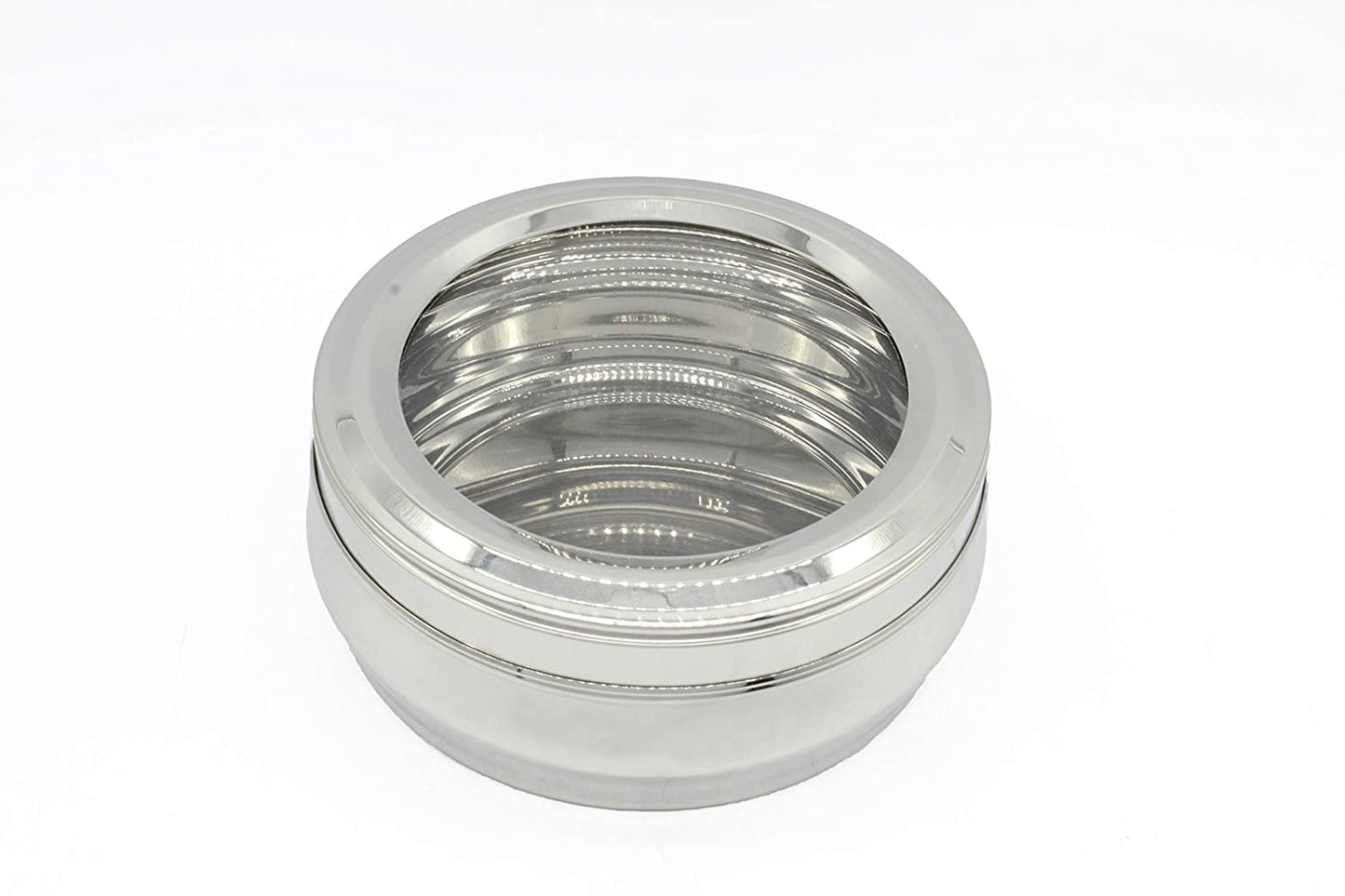 Stainless Steel See Through Lid Lunch Box | Dabba (18cm) 1400ml - Set of 2Pcs
