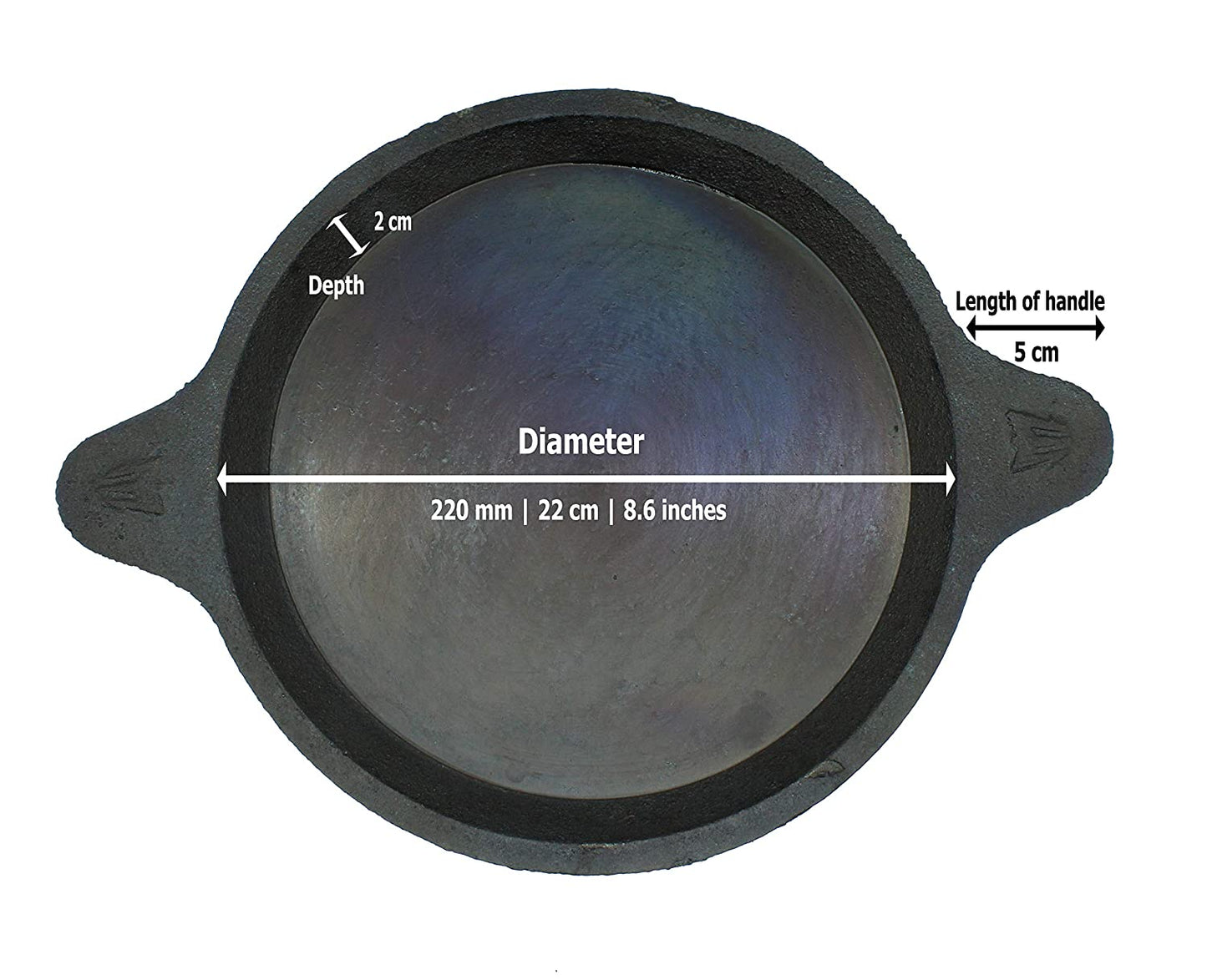 Fe+ Pre-Seasoned Cast Iron Induction Compatible Indian Skillet | Shallow Fry Pan | Omlete Pan