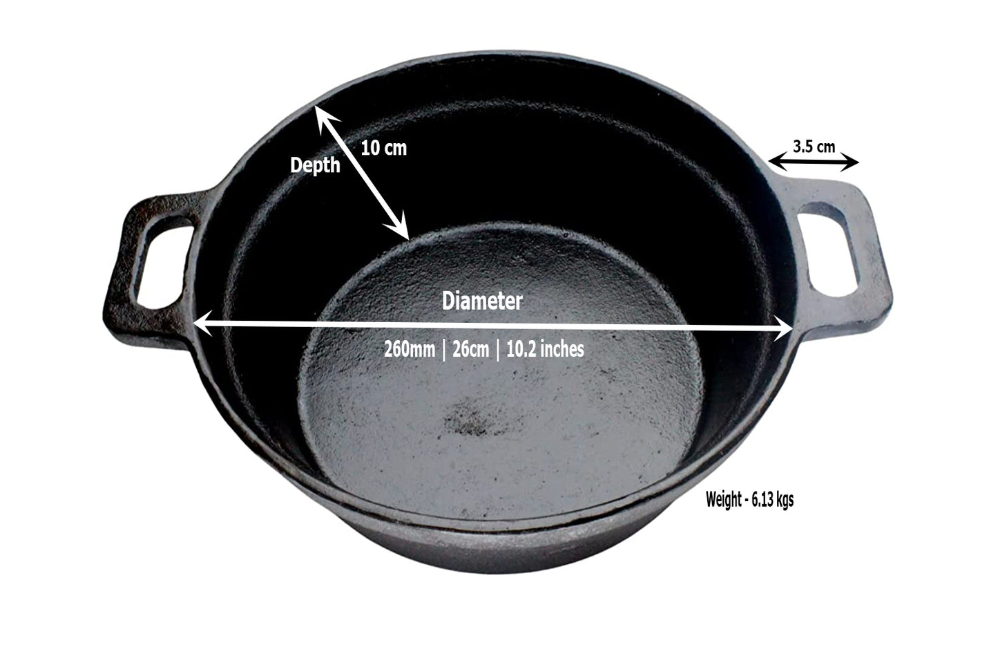 eKitchen Pre-Seasoned Cast Iron Dutch Oven 3.5 litres | 26cm