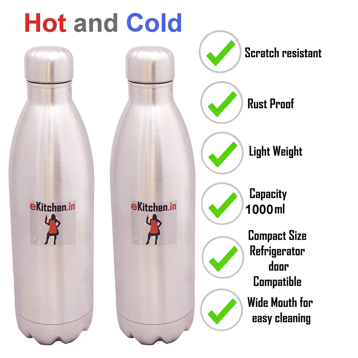 Stainless Steel 1000ml Hot and Cold Water Bottle | Flask