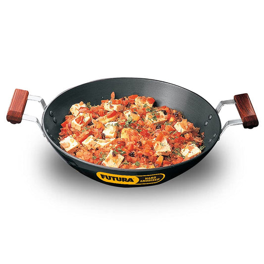 Hawkins Futura Hard Anodised Flat Bottom Deep Fry Pan 2.5 Litres | 26 cms, 4.06mm - AD 25