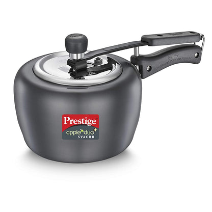 Prestige Apple DUO Plus Svachh Hard Anodised Inner Lid Pressure Cooker, 3.0 Litres, Black - 20263