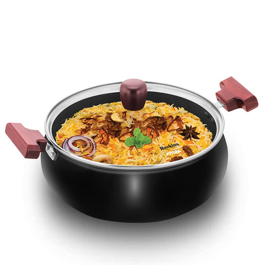 Hawkins Futura Hard Anodised Cook n Serve Handi With Glass Lid 5 Litres | 26cm, 3.25mm - ACH 50G