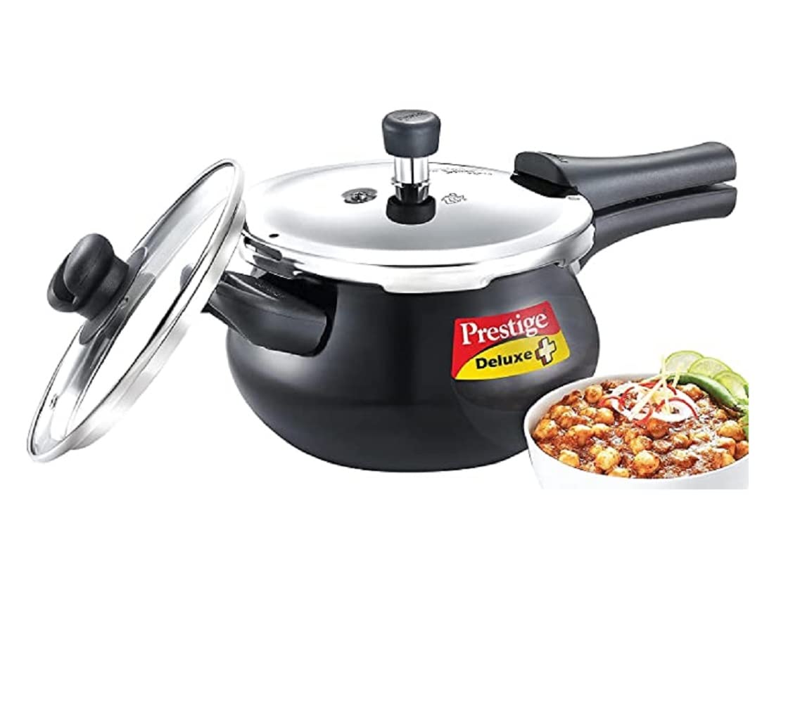 Prestige Deluxe Duo Plus Hard Anodised Outer Lid Handi Pressure Cooker With Stainless Steel Lid 3.3 Litres - 20360