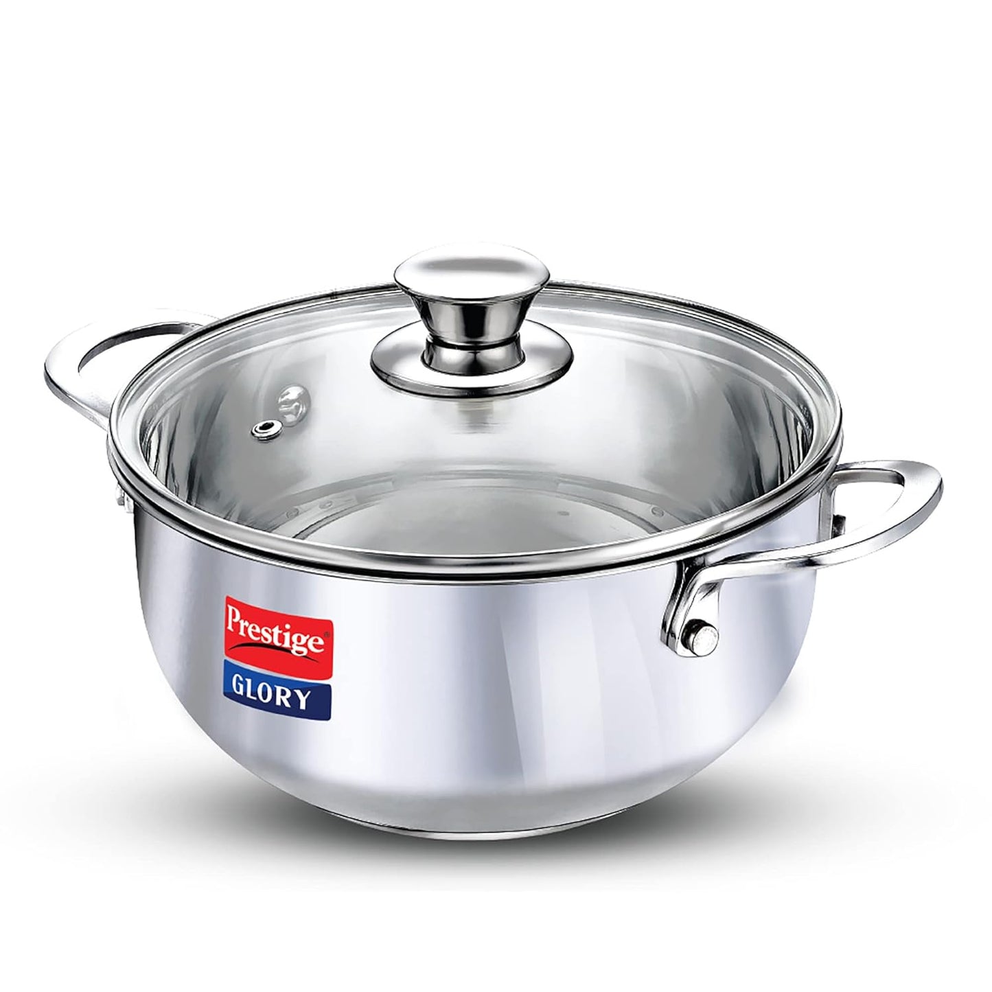 Prestige Glory Stainless Steel Cookware Kadai 22 cms | 3.5 Liters with Glass Lid - 37539