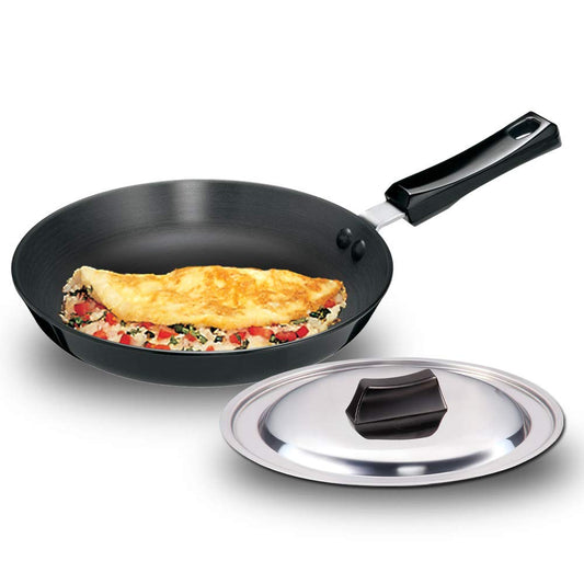 Hawkins Futura Hard Anodised Fry Pan With Stainless Steel Lid 25 cms | 4.06mm - AF 25S