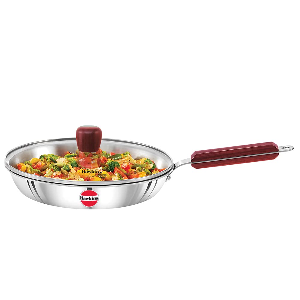 Hawkins Triply Stainless Steel Induction Base Fry Pan With Glass Lid 26cm - SSF 26G