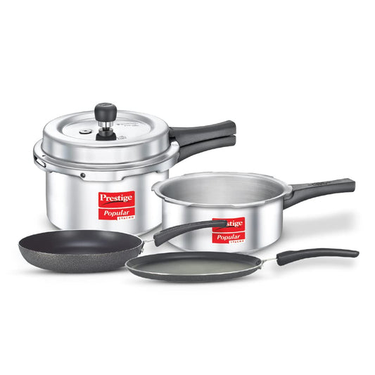 Prestige Kitchen Starter Pack (Popular Svachh 5 LTR + 3 LTR Body + Fry Pan 200mm + Tawa 275mm)