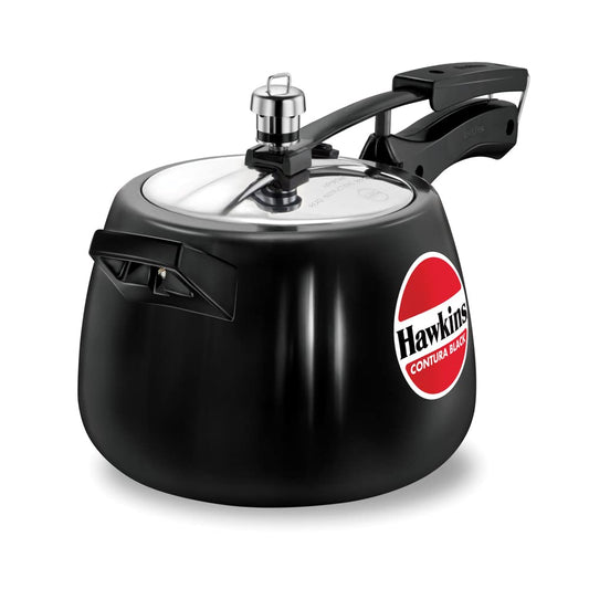 Hawkins Contura Hard Anodized Pressure Cooker, 4 Liters, Black - CB40