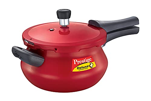 Prestige Deluxe Plus Induction Base Aluminium Outer Lid Pressure Handi, 5 Litres, Red - 10796