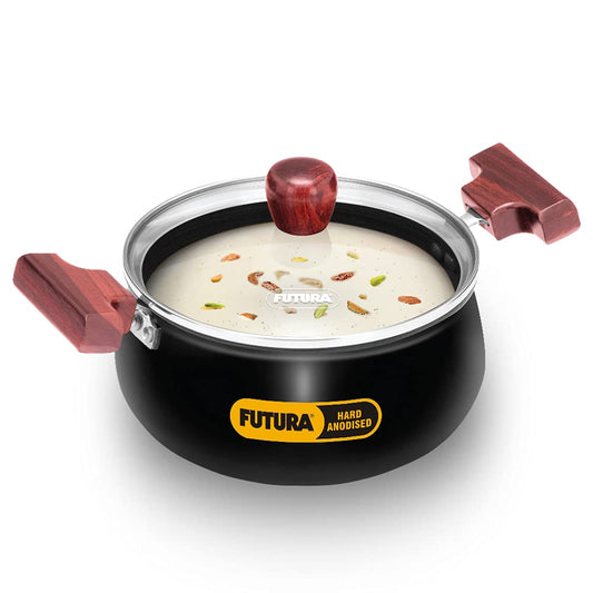 Hawkins Futura Hard Anodised Cook n Serve Handi With Glass Lid 2 Litres | 18cm, 3.25mm - ACH 20G