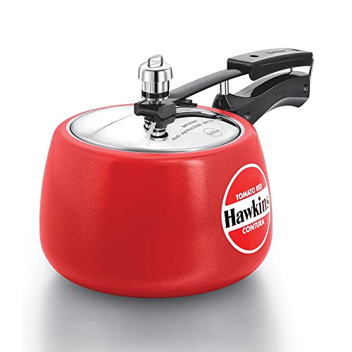 Hawkins Ceramic- Coated Contura 3 Litres Tomato Red Aluminium Inner Lid Pressure Cooker - CTR30