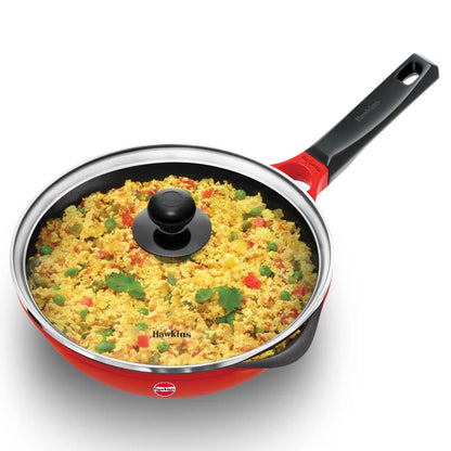 Hawkins Die-Cast Nonstick Induction Base Frying Pan With Glass Lid - IDCF 24G