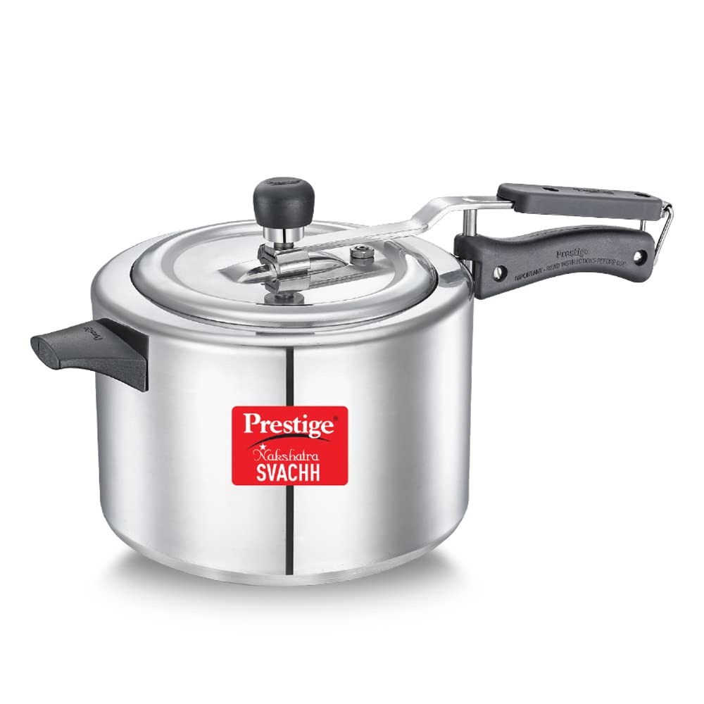 Prestige Nakshatra Svachh 6.5 Litres, Straight Wall Aluminium Inner Lid Pressure Cooker, with Deep Lid for Spillage Control - 10740