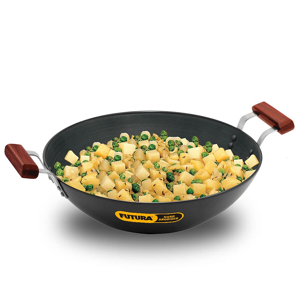 Hawkins Futura Hard Anodised Flat Bottom Deep Fry Pan 7.5 Litres | 36 cms, 4.06mm - AD 75