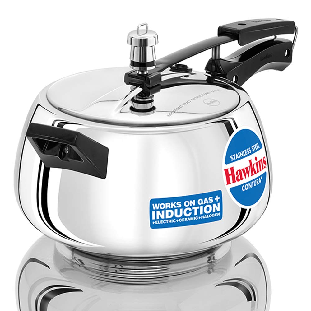 Hawkins Stainless Steel Contura Induction Compatible Inner Lid Pressure Cooker, 5 Litres - SSC50