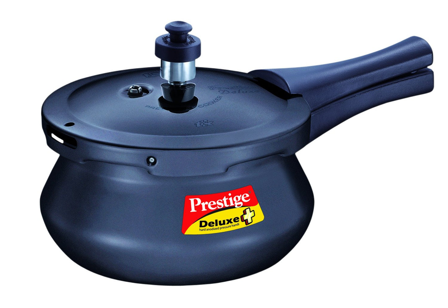 Prestige Deluxe Plus Hard Anodised Aluminium Outer Lid Pressure Cooker Handi, Baby 2 Litres, Black - 20355