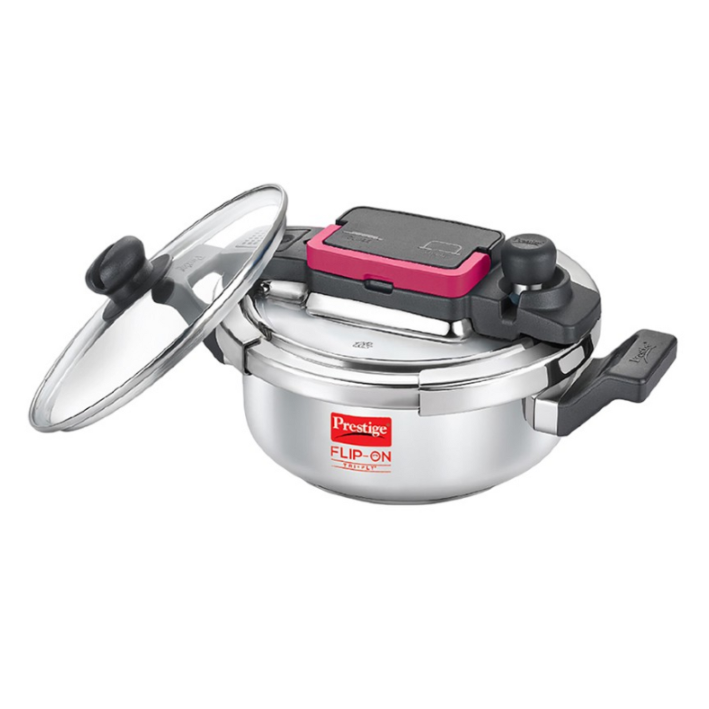 Prestige FLIP-ON TRI-PLY Stainless Steel Pressure Cooker with Glass Lid 18cm | 2 Litres - 20710