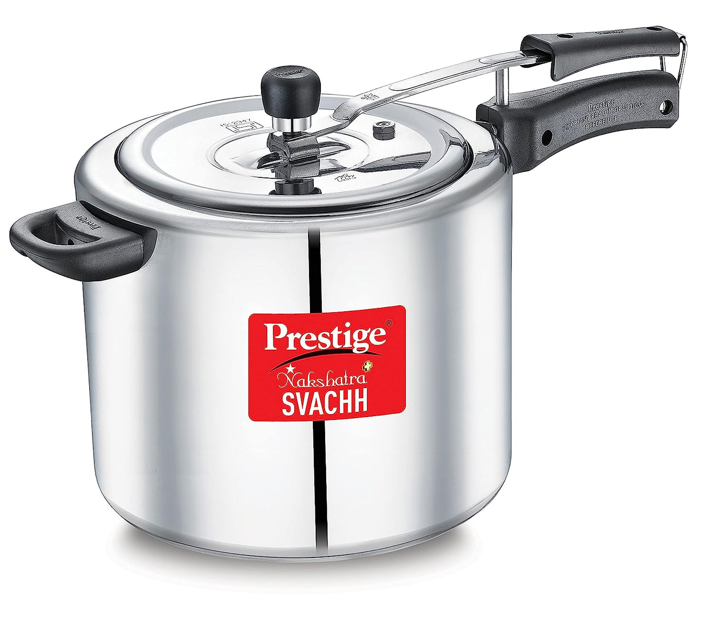 Prestige Svachh 10 Litres, Straight Wall Aluminium Inner Lid Pressure Cooker, with deep lid for Spillage Control - 10747