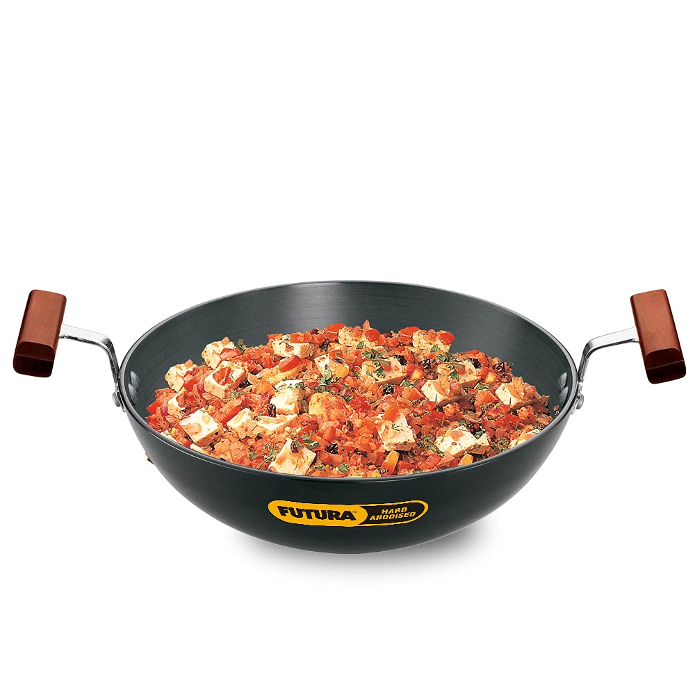 Hawkins Futura Hard Anodised Round Bottom Deep Fry Pan 1.5 Litres | 22 cms, 3.25mm - AK 15