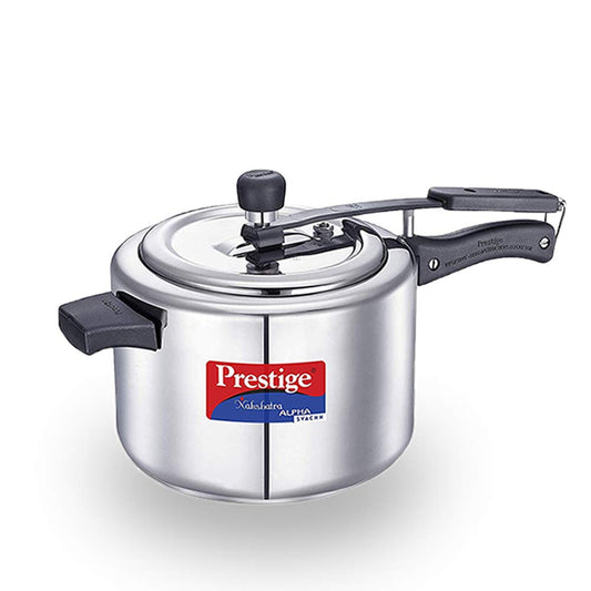 Prestige Nakshatra Alpha Svachh Stainless Steel, 5 Litres, Straight Wall, Spillage Control Pressure Cooker - 20246