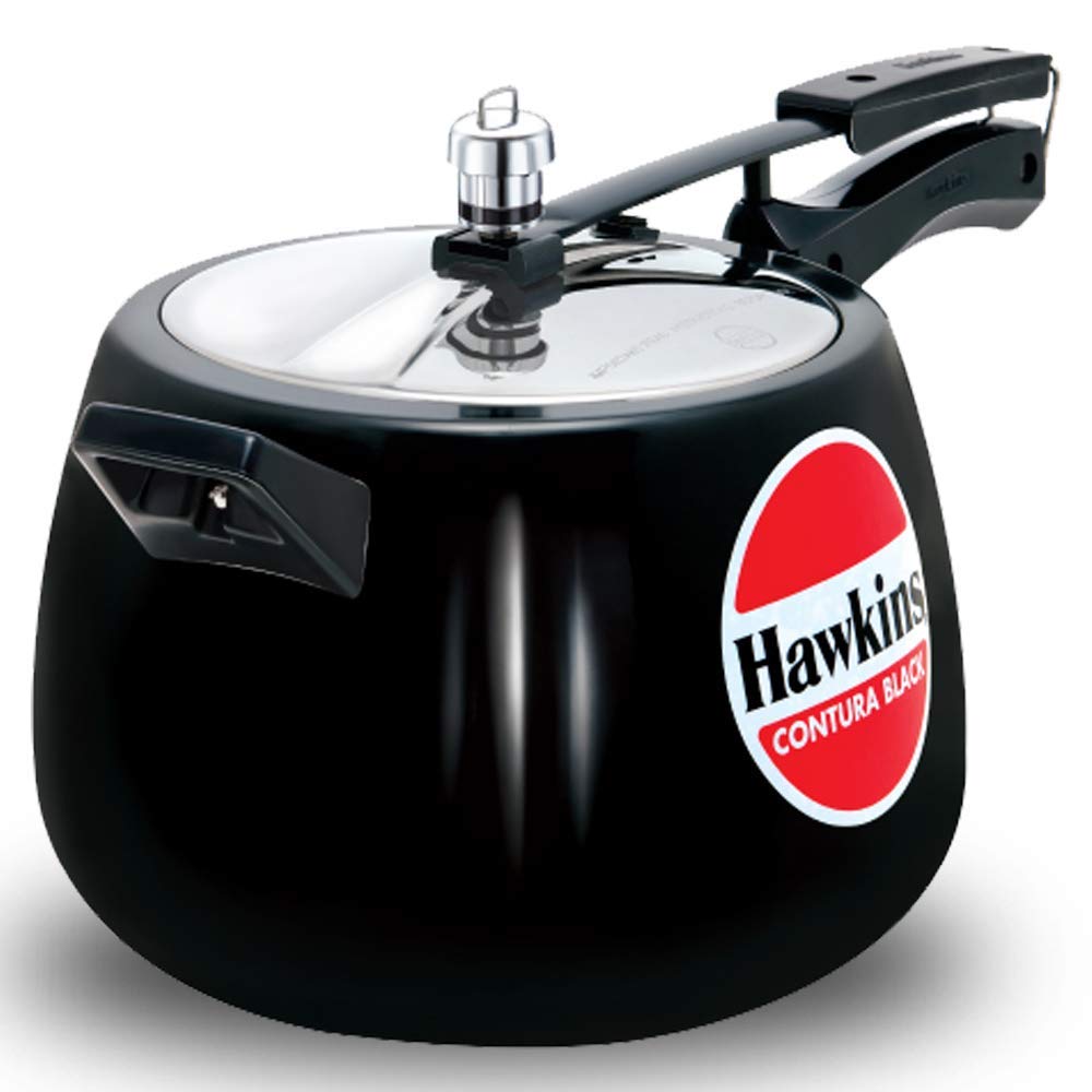 Hawkins Contura Hard Anodized Pressure Cooker, 6.5 Liters, Black - CB65