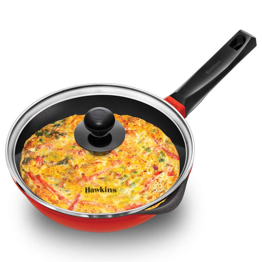 Hawkins Die-Cast Nonstick Induction Base Frying Pan With Glass Lid - IDCF 22G