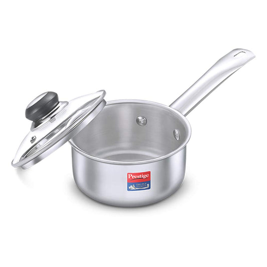 Prestige Tri-ply Splender Stainless Steel Sauce Pan with Lid 140mm | 1.1 Litres - 37416