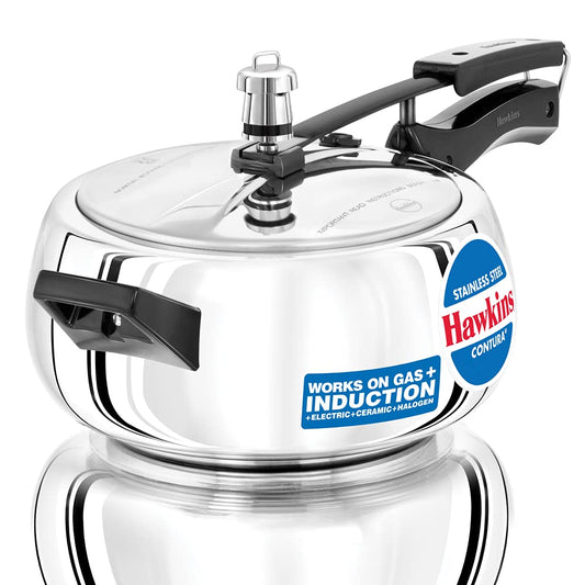 Hawkins Stainless Steel Contura Induction Compatible Inner Lid Pressure Cooker, 3.5 Litres - SSC35