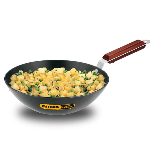 Hawkins Futura Hard Anodised Flat Bottom Long Handle Deep Fry Pan 2.5 Litres | 26 cms, 4.06mm - ADL 25