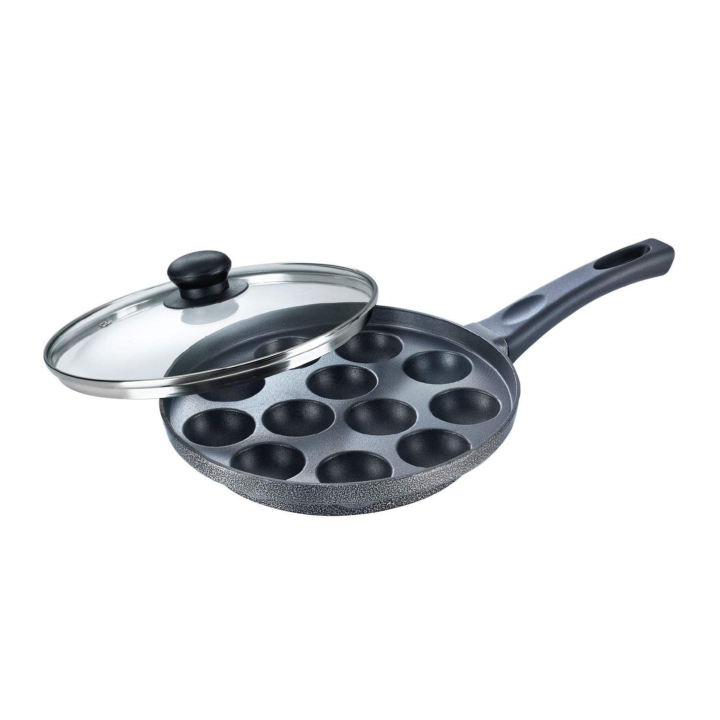 Prestige Aluminium Omega Select Plus Non Stick Paniyarakkal | paniyaram Pan with Lid 24cms | 16 Pits - 37547